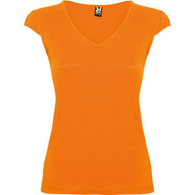 MARTINICA Жіноча футболка з V-подібною горловиною та тонкою кромкою, колір оранжевий  розмір S - CA66260131- Фото №1