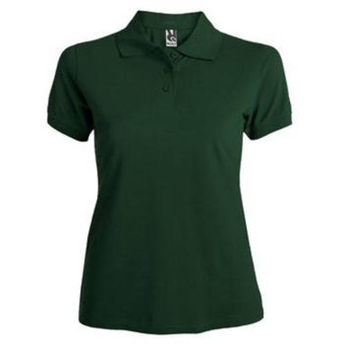 Приталенная футболка-поло на трех пуговицах, цвет зеленый бутылочный  размер S - PO66190156- Фото №1