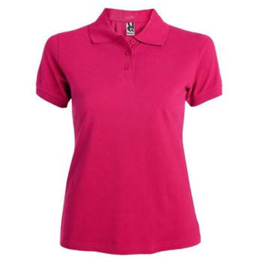 Приталені футболка-поло на трьох гудзиках, колір яскраво-рожевий  розмір S - PO66190178- Фото №1