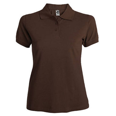 Приталені футболка-поло на трьох гудзиках, колір шоколадний  розмір S - PO66190187- Фото №1