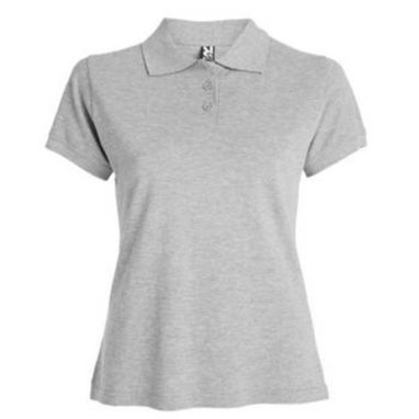 Приталенная футболка-поло на трех пуговицах, цвет серый  размер M - PO66190258- Фото №1