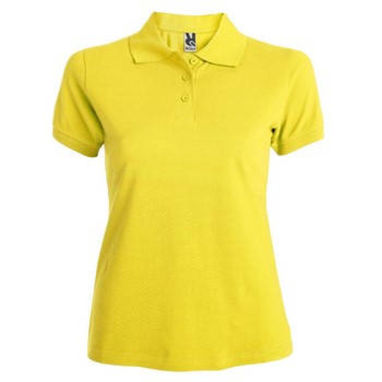 Приталені футболка-поло на трьох гудзиках, колір жовтий  розмір L - PO66190303- Фото №1