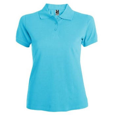 Приталенная футболка-поло на трех пуговицах, цвет бирюзовый  размер XXL - PO66190512- Фото №1