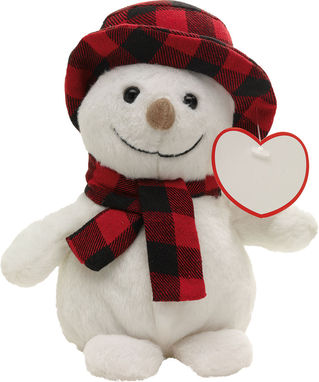 Плюшевый снеговик JOHANN, цвет белый, красный - 56-0502067- Фото №1