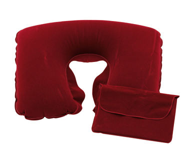 Надувная подушка для путешествий COMFORTABLE, цвет тёмно-красный - 56-0402702- Фото №1