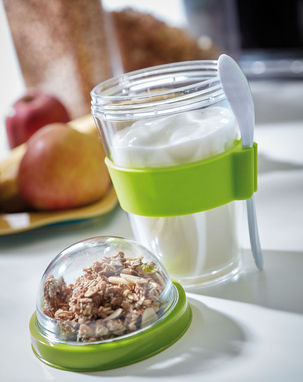 Контейнер для йогурту і мюслі CEREALS, колір яблучно-зелений - 56-0307044- Фото №3