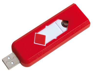 Электронная зажигалка с USB FIRE UP, цвет красный - 56-0411049- Фото №2
