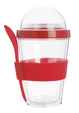 Чашка с ложкой Bircher, цвет красный - AP800397-05- Фото №1