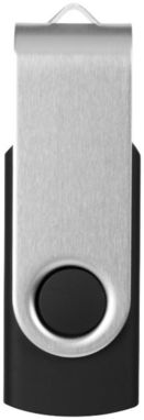 Флешка 8 Gb с поворотным механизмом, с пластиковым корпусом и металлической скобой, серебристо-черная - 170707-10-8- Фото №3
