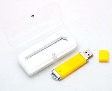 Флешка 4 Gb з пластику та металу, жовта, з ковпачком - 170701-08-4- Фото №4