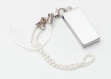 Міні-флешка з ланцюжком 8 Gb, срібляста, металева - 170715-17-8- Фото №3