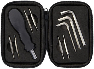 Компактный набор инструментов из 10-ти предметов, цвет сплошной черный - 10431400- Фото №3
