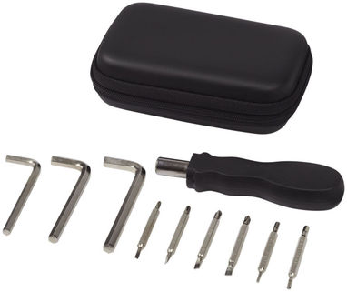 Компактный набор инструментов из 10-ти предметов, цвет сплошной черный - 10431400- Фото №4