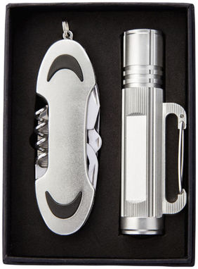 Подарочный набор Ranger с фонариком и ножом, цвет серебряный - 10449203- Фото №3