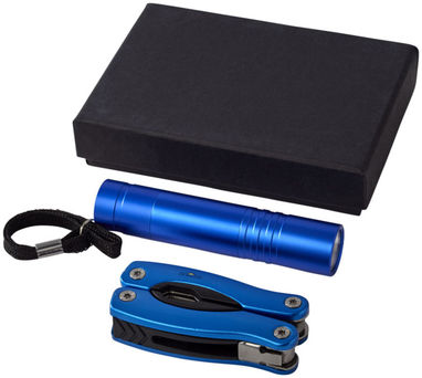 Подарочный набор Scout с многофункциональным ножом и фонариком, цвет синий - 10449401- Фото №2