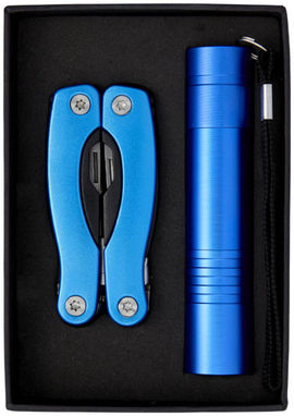 Подарочный набор Scout с многофункциональным ножом и фонариком, цвет синий - 10449401- Фото №3
