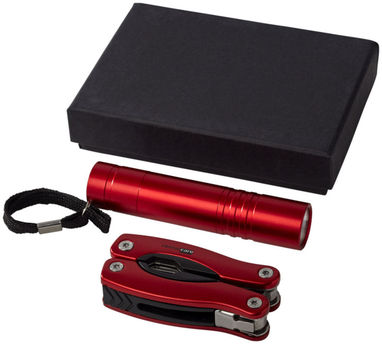 Подарунковий набір Scout з багатофункціональним ножем і ліхтариком, колір червоний - 10449402- Фото №2