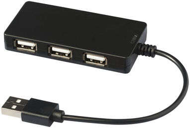 Хаб USB Brick, колір суцільний чорний - 13425000- Фото №1