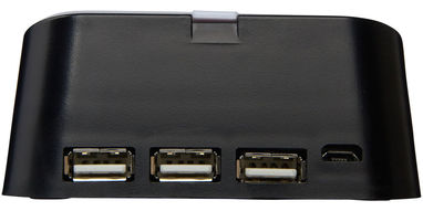 Подставка для телефона и USB хаб Hopper 3 в 1, цвет сплошной черный - 13425400- Фото №4