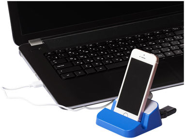  Підставка для телефону і USB хаб Hopper 3 в 1, колір яскраво-синій - 13425401- Фото №6