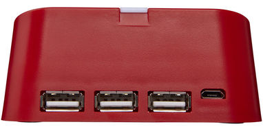 Підставка для телефону і USB хаб Hopper 3 в 1, колір червоний - 13425402- Фото №4