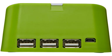  Підставка для телефону і USB хаб Hopper 3 в 1, колір лайм - 13425403- Фото №4