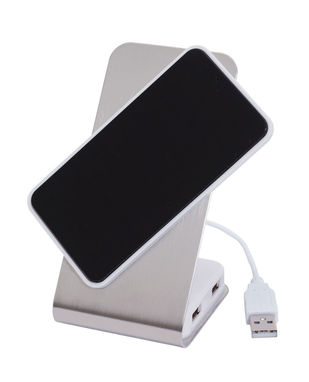Подставка для мобильного телефона из нержавеющей стали DATABASE, цвет серебристый, чёрный - 58-8103002- Фото №1