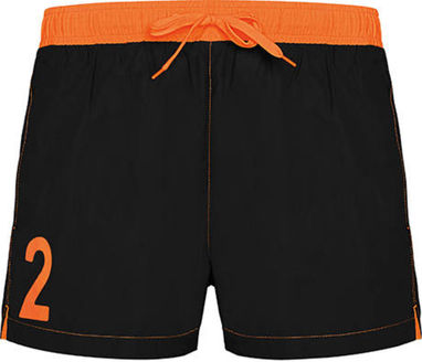Плавки с эластичным поясом контрастного цвета, цвет черный, оранжевый  размер S - BN6721010231- Фото №1