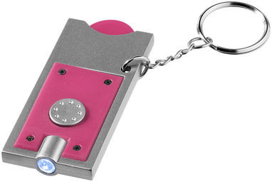 Брелок-тримач для монет Allegro з ліхтариком для ключів, колір фуксія, срібний - 11809607- Фото №1