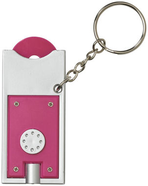 Брелок-тримач для монет Allegro з ліхтариком для ключів, колір фуксія, срібний - 11809607- Фото №3