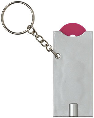 Брелок-держатель для монет Allegro с фонариком для ключей, цвет фуксия, серебряный - 11809607- Фото №4