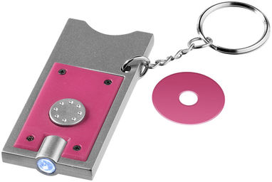 Брелок-держатель для монет Allegro с фонариком для ключей, цвет фуксия, серебряный - 11809607- Фото №5
