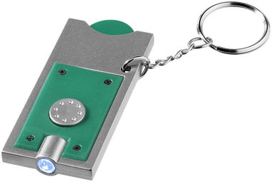 Брелок-держатель для монет Allegro с фонариком для ключей, цвет зеленый, серебряный - 11809608- Фото №1