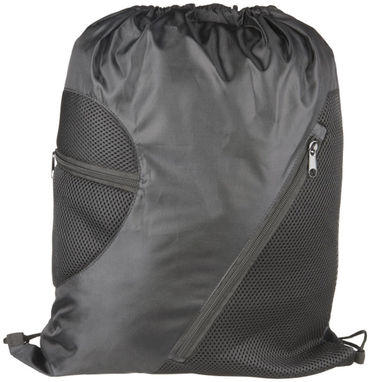 Спортивний рюкзак з сітки на блискавці, колір суцільний чорний - 12028700- Фото №3