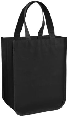 Маленькая ламинированная сумка для покупок, цвет сплошной черный - 12034500- Фото №1