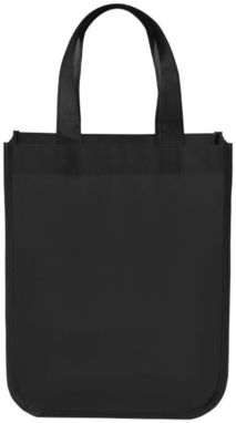 Маленькая ламинированная сумка для покупок, цвет сплошной черный - 12034500- Фото №3