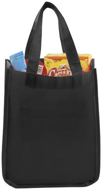 Маленька ламінована сумка для покупок, колір суцільний чорний - 12034500- Фото №4