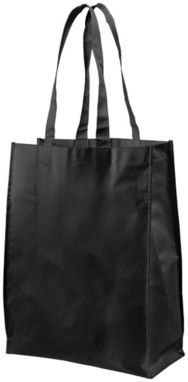 Ламинированная сумка для покупок среднего размера, цвет сплошной черный - 12034600- Фото №1