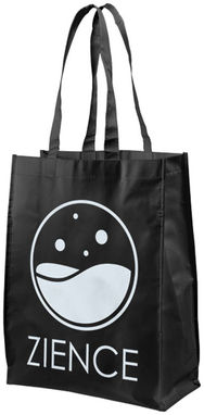 Ламинированная сумка для покупок среднего размера, цвет сплошной черный - 12034600- Фото №2