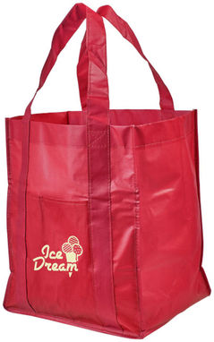 Ламинированная сумка для покупок, цвет красный - 12036902- Фото №2