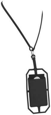Силіконовий картхолдер RFID зі шнурком, колір суцільний чорний - 13425800- Фото №1