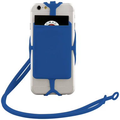 Силіконовий картхолдер RFID зі шнурком, колір яскраво-синій - 13425801- Фото №4