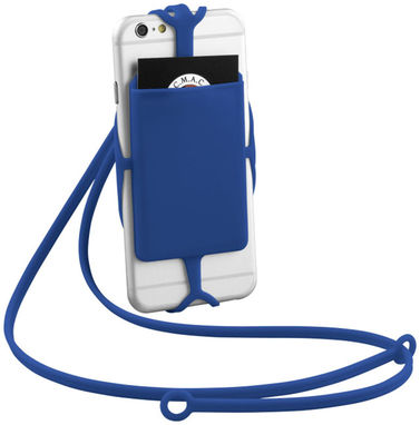 Силіконовий картхолдер RFID зі шнурком, колір яскраво-синій - 13425801- Фото №6