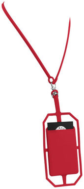 Силиконовый картхолдер RFID со шнурком, цвет красный - 13425802- Фото №1