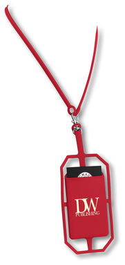 Силиконовый картхолдер RFID со шнурком, цвет красный - 13425802- Фото №2