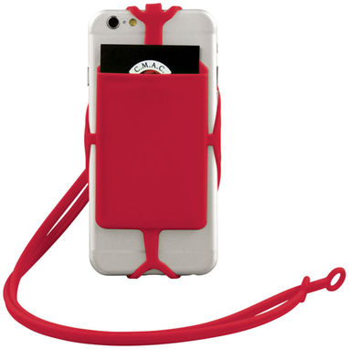 Силиконовый картхолдер RFID со шнурком, цвет красный - 13425802- Фото №4