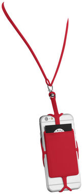 Силіконовий картхолдер RFID зі шнурком, колір червоний - 13425802- Фото №5
