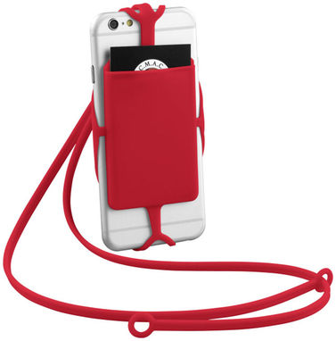 Силіконовий картхолдер RFID зі шнурком, колір червоний - 13425802- Фото №6