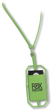 Силиконовый картхолдер RFID со шнурком, цвет лайм - 13425803- Фото №2