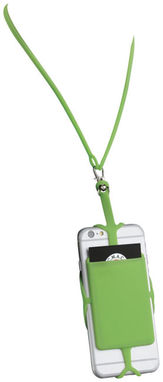 Силиконовый картхолдер RFID со шнурком, цвет лайм - 13425803- Фото №5